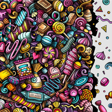 Candies cartoon doodle border illustration