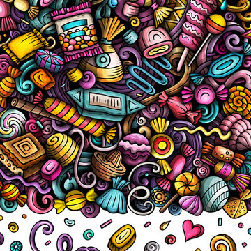 Candies cartoon doodle border illustration