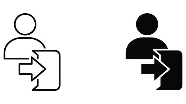 User account import or data download icon in outline and solid black styles