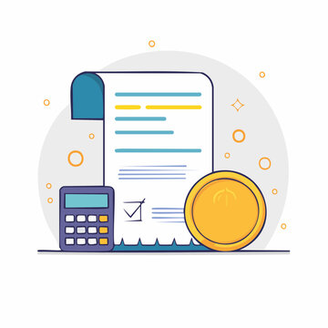 Financial Document with Calculator and Coin