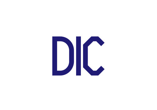 Blue DIC acronym typographic logo on white background