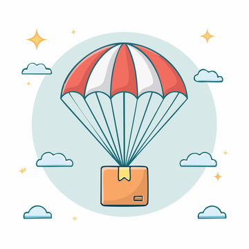 Delivery Box Falling with Parachute