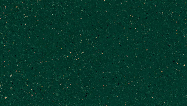 Dark green cork board texture background with tiny gold flecks. Seamless organic terrazzo pattern, perfect for eco-friendly product packaging, elegant stationary backdrops, and vector wallpaper.