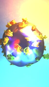 3D Medical Cinematic Simulation of Mumps Virus - Outbreak Pandemic Concept - Vertical