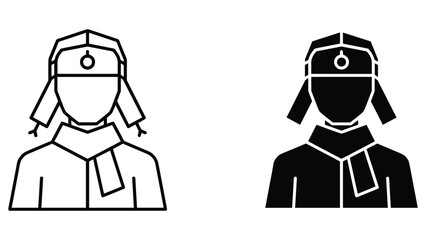 Person wearing winter hat and scarf icon vector set © NaharVisuals