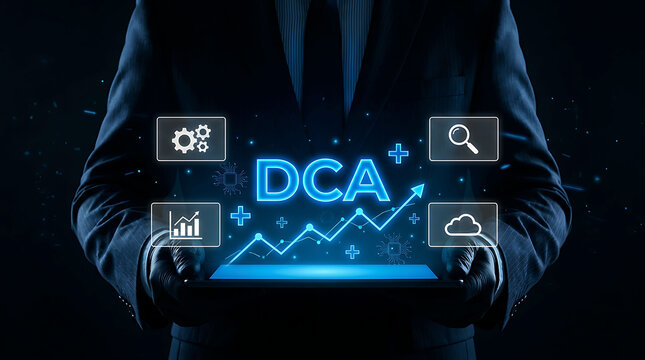 Dollar Cost Averaging DCA Technology Investment And Financial Growth Concept