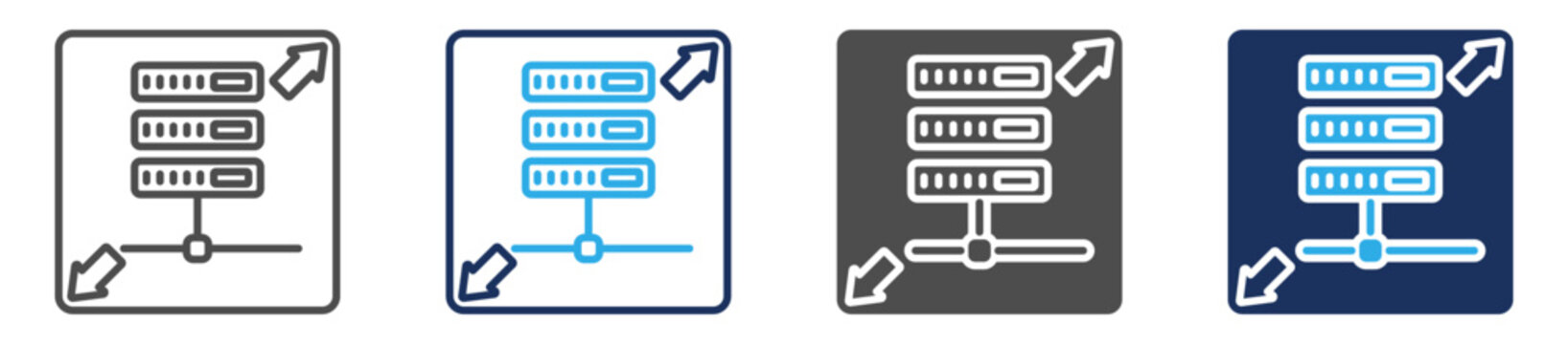 scalable hosting icon set multi concept
