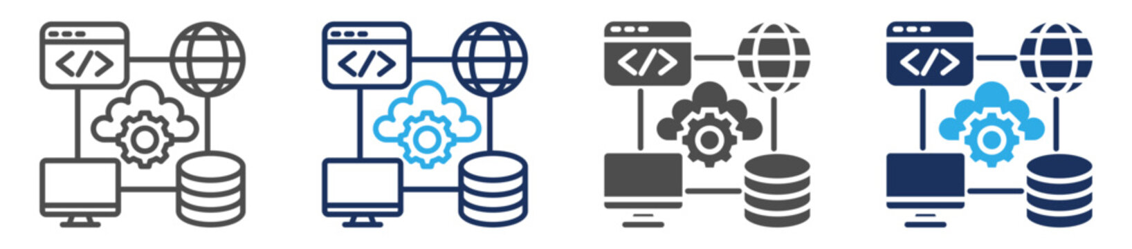 tech infrastructure icon set multi concept