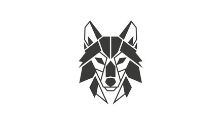 Minimalist geometric wolf head logo design on white background © Nur