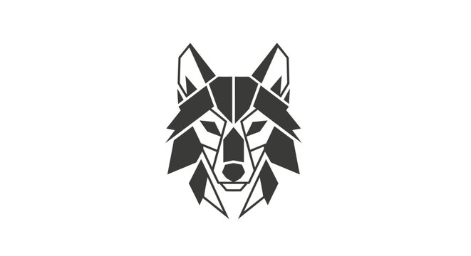 Minimalist geometric wolf head logo design on white background