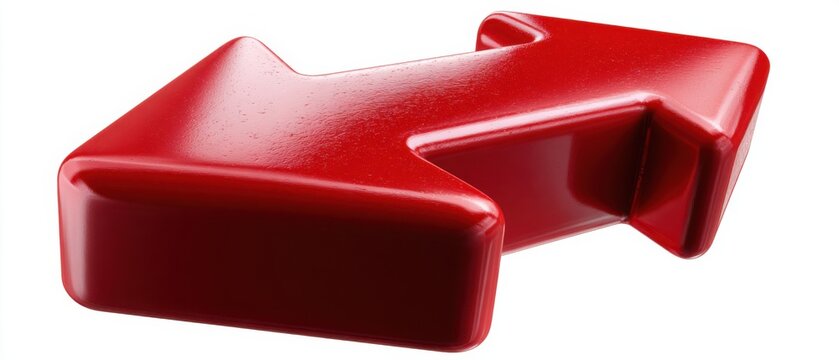 Red glossy 3d left arrow icon smooth rounded plastic