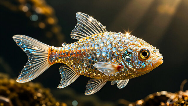 Sparkling Jewel-Encrusted Fish in Underwater Elegance