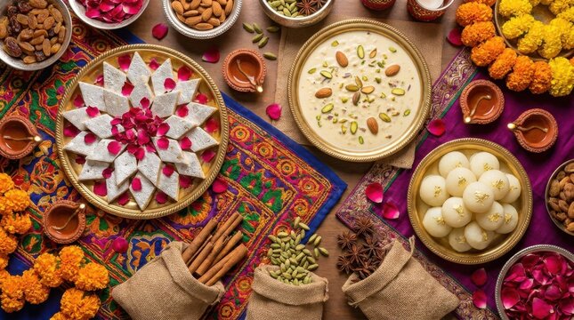 Festive Indian Mithai Food Spread