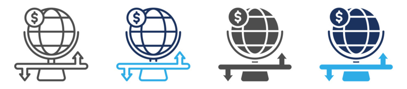 economic impact icon set multiple concept