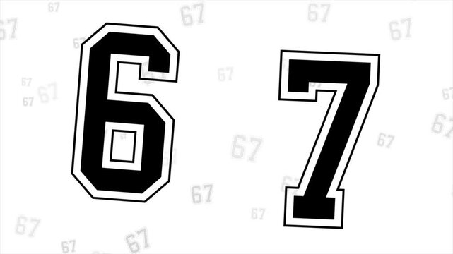 Viral six seven social media meme trend athletic varsity number motion design. Video animation Ultra HD 4K 3840x2160