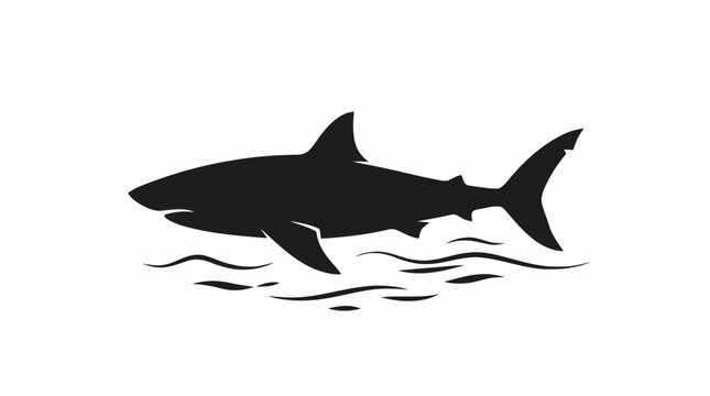Black silhouette of a shark swimming.