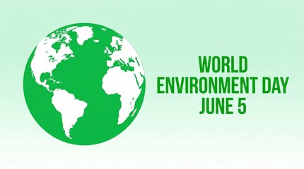 Obraz premium World Environment Day globe illustration with green continents and June 5 text on white background