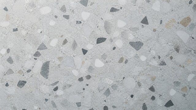 Modern grey terrazzo pattern with stone chips and pebbles for interior flooring and wall design style