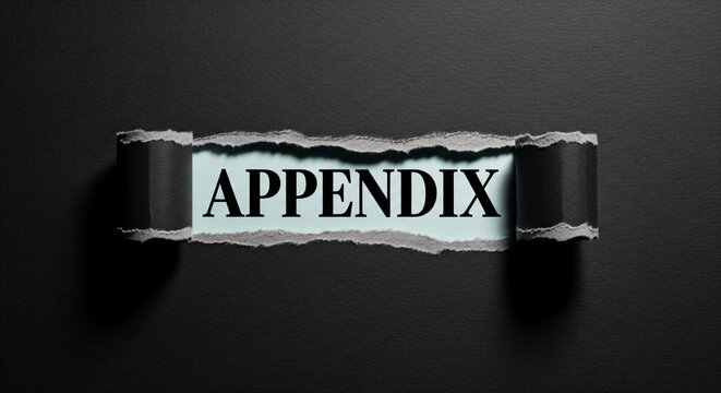 Appendix Word Revealed Under Torn Black Paper Background