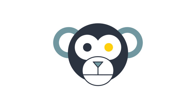 Minimalist monkey head logo icon on white background