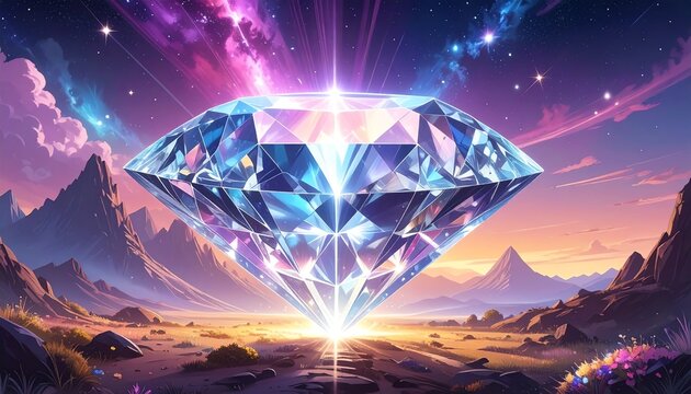 幻想的な輝きを放つ巨星ダイヤモンドと神秘の異世界