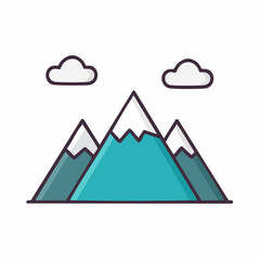 Fototapeta premium Stylized illustration of snow-capped mountains and clouds