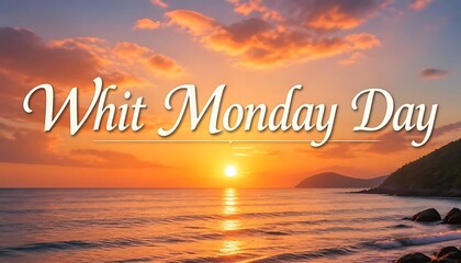 Whit monday day celebration at sunset beach with religious holiday christian holiday pentecost monday holy spirit palm trees orange sky golden hour tropical beach evening sky