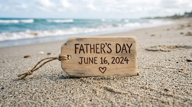 Father's Day Beach Celebration with a Personalized Wooden Tag