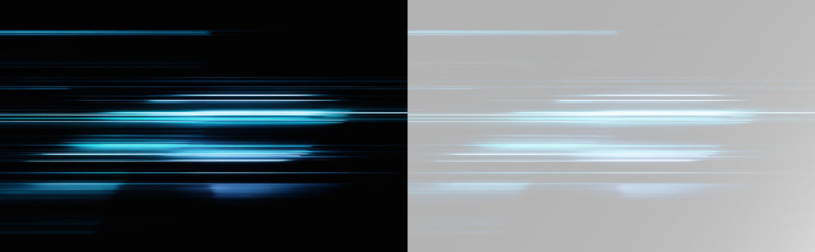 Abstract fast motion blur background with horizontal speed light streaks on grey backdrop for technology design png