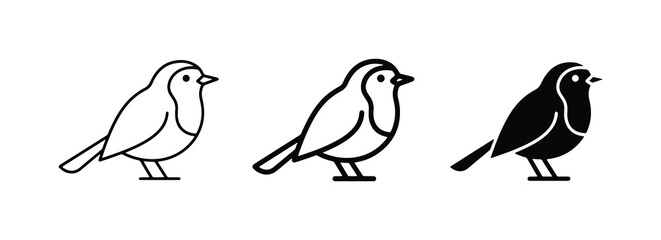 Fototapeta premium Charming Bird Icons, Simple Line Art & Silhouette, Nature Graphics