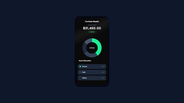 Portfolio Wealth Dashboard UI Design on Mobile Screen with Donut Chart and Asset Allocation