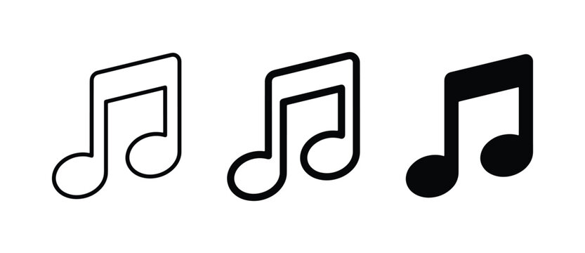 Musical Note Icons, Set of Three, Vector Graphics for Audio and Sound Concepts