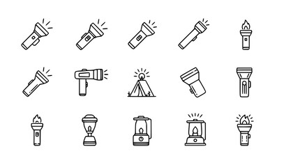 Collection of flashlights and lanterns for camping and outdoor use © KHATUN