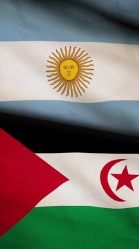 Argentina and Sahrawi Arab Democratic Republic flag vertical
