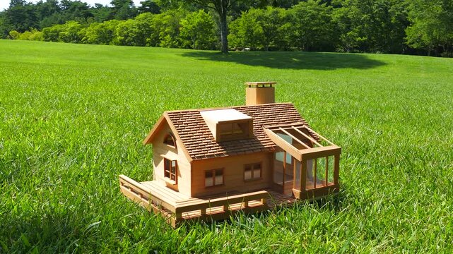緑の中の模型の家