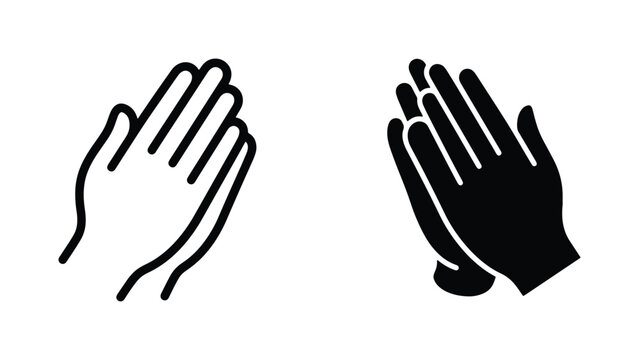 Praying Hands Icon Set, Religious Gesture Vector Graphics, Faith Symbol, Hope, Spirituality, Two Styles