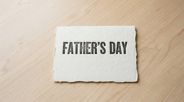 Father's Day card on wooden table with white background