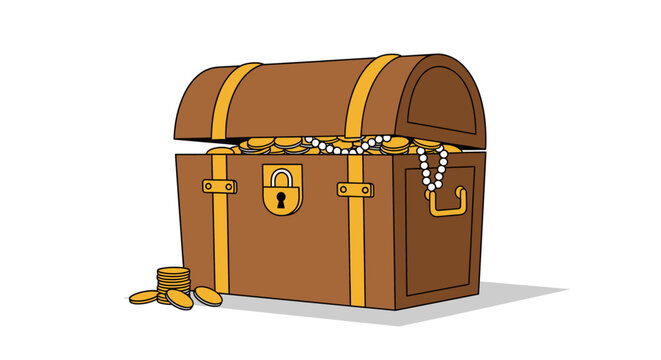 Brown Treasure Chest with Gold Locks.