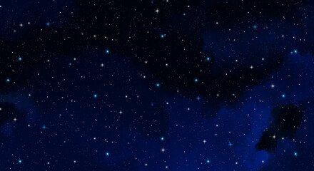 Deep Blue Starry Night Sky with Bright Stars and Outer Space Background © Mikky