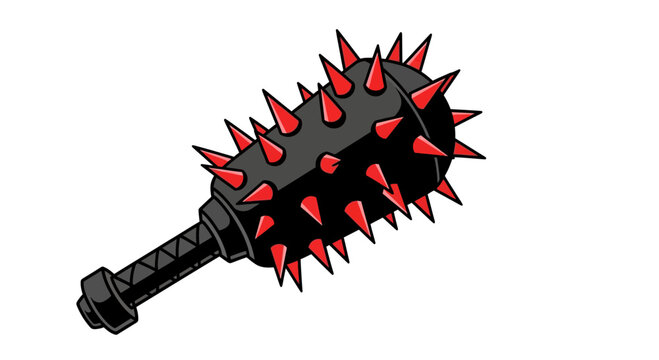 Spiked medieval mace weapon illustration.