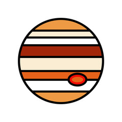 Jupiter planet icon with great red spot vector illustration solar system gas giant outer space © RafiaStock
