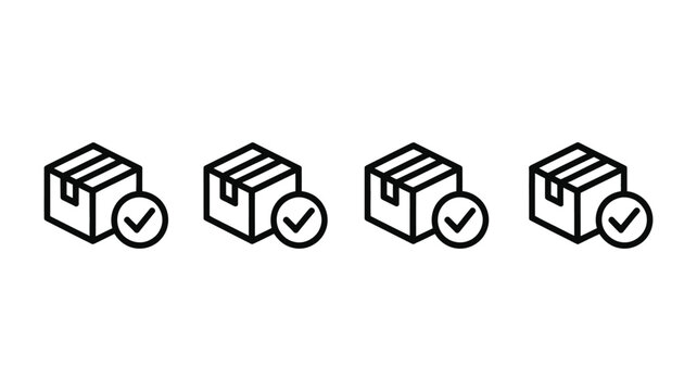 Received Package and Delivery Confirmation line icon collection Featuring Check Mark Symbols, vector illustration for shipping and ecommerce design projects.