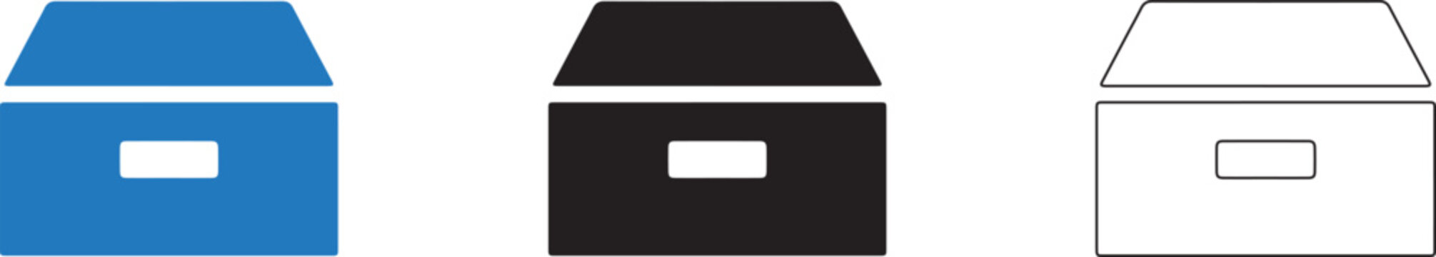 Storage box icon 3 icon concepts colour icon, solid icon, and line art transparent png archive container office editable vector eps collection