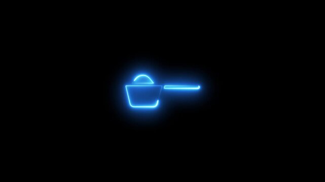 Glowing neon measuring scoop animation for culinary and kitchen concepts