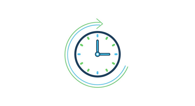 Clock with Circular Arrow Icon - Time Management, Deadline, Schedule, Business, Planning