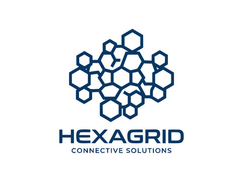 Hexagrid logo with honeycomb design.