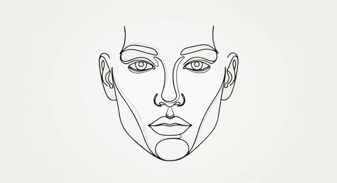 Minimalist line art depicting a human face with intricate detail