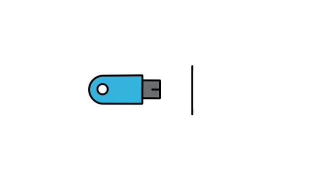 USB flash drive plugging and unplugging animation, transparent background, 4k video