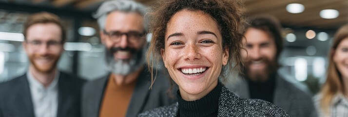 Obraz premium Group of Smiling Professionals in Office Setting