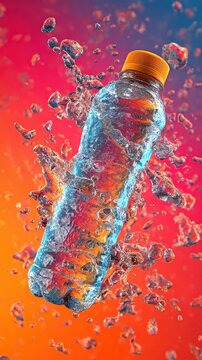 Bubbling Water Bottle with Colorful Background